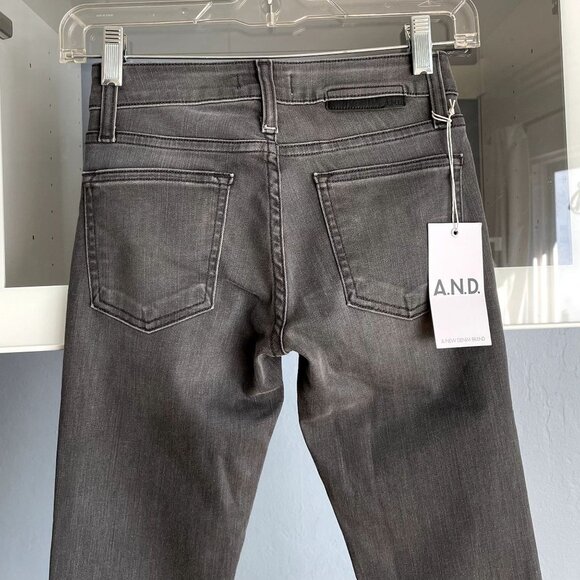 A.N.D. A New Denim Brand Mid Rise Ankle Skinny Jeans Grey - Picture 4 of 9